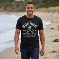 Load image into Gallery viewer, Never Say Die 1985 Skull &amp; Crossed Swords T-Shirt