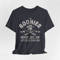 Load image into Gallery viewer, Never Say Die 1985 Skull &amp; Crossed Swords T-Shirt
