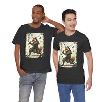 Load image into Gallery viewer, Samurai Fox T‑Shirt Vintage Japanese Ukiyo-e Style Fox Warrior Tee