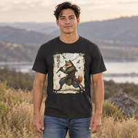 Load image into Gallery viewer, Samurai Fox T‑Shirt Vintage Japanese Ukiyo-e Style Fox Warrior Tee